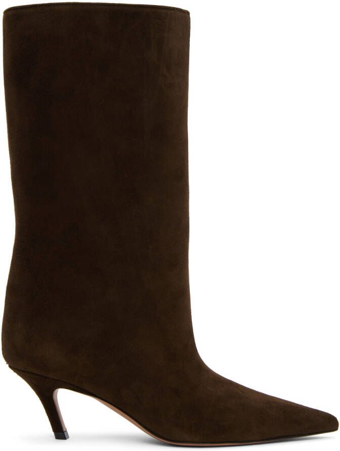 Amina Muaddi Brown Fiona 60 Boots - Picture 2
