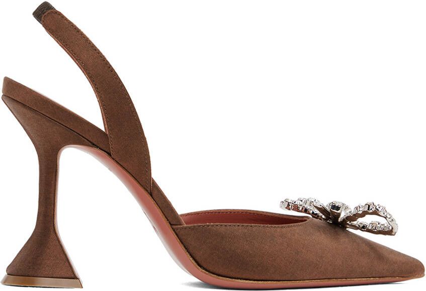 Amina Muaddi Brown Rosie Sling 95 Heels - Picture 4