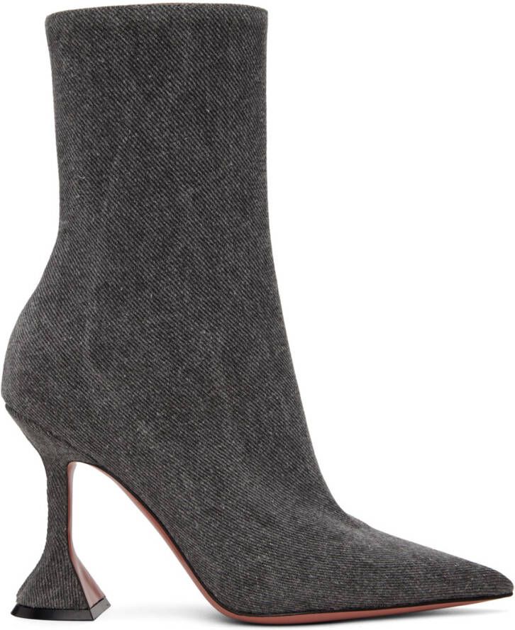 Amina Muaddi Gray Giorgia Boots - Picture 2
