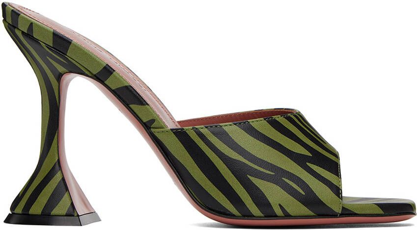 Amina Muaddi Green & Black Lupita Heeled Sandals - Picture 4
