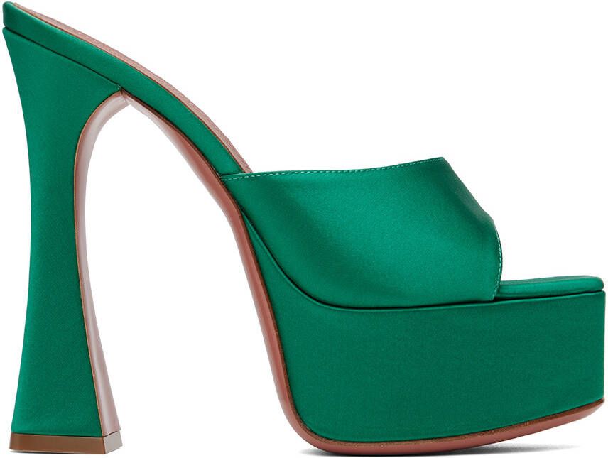 Amina Muaddi Green Dalida Heeled Sandals - Picture 5