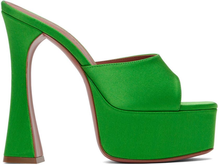 Amina Muaddi Green Dalida Plateau Heeled Sandals - Picture 5
