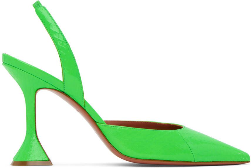 Amina Muaddi Green Holli Sling Heels - Picture 4