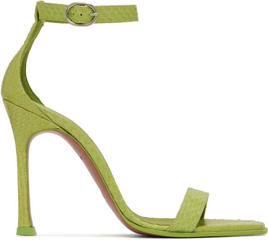 Amina Muaddi Green Kim Heeled Sandals