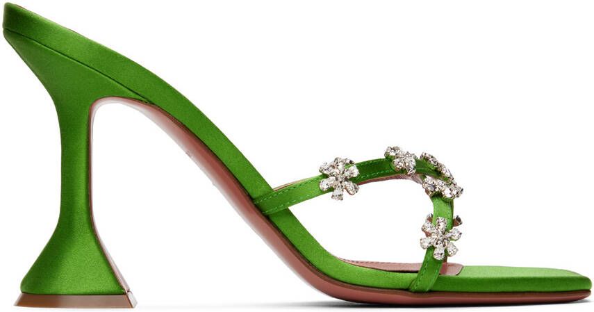 Amina Muaddi Green Lily Heeled Sandals - Picture 5