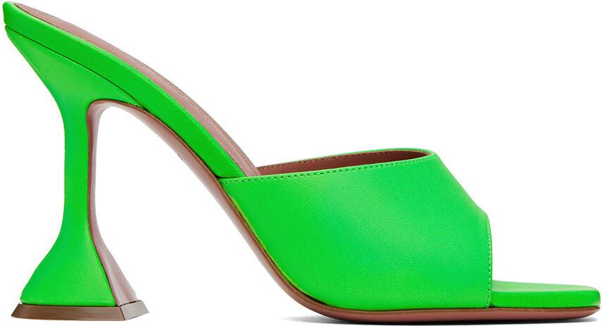 Amina Muaddi Green Lupita Slipper Heeled Sandals - Picture 5