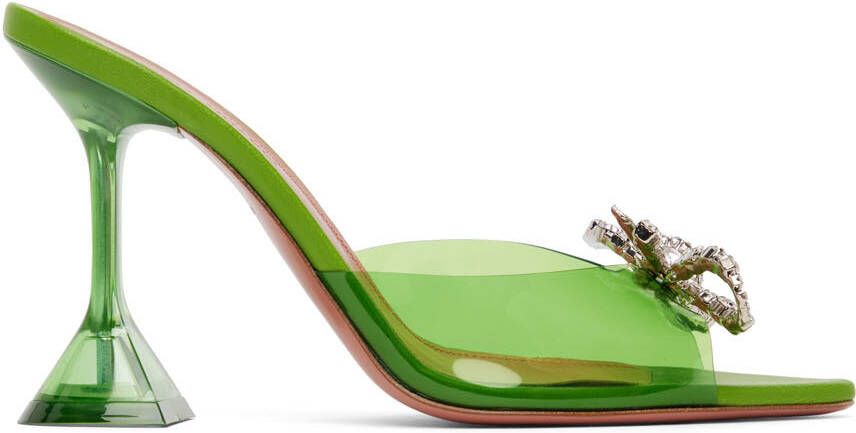 Amina Muaddi Green Rosie Heeled Sandals - Picture 5