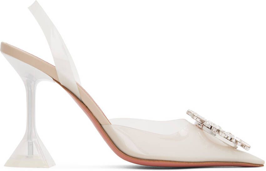 Amina Muaddi Off-White Begum Glass Heels - Picture 5