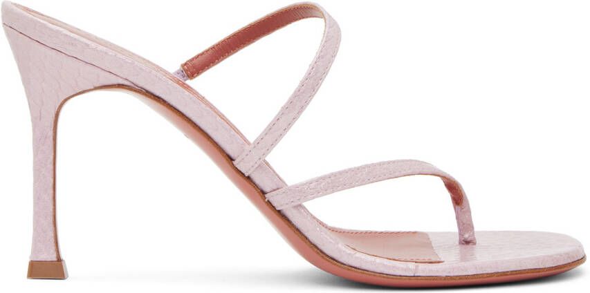 Amina Muaddi Pink Ami Heeled Sandals - Picture 5