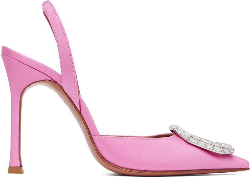 Amina Muaddi Pink Camelia Heels - Picture 5