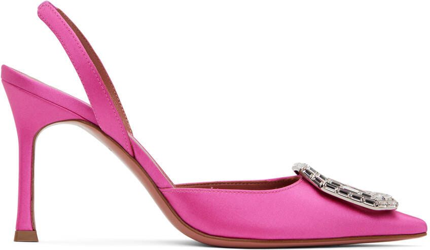 Amina Muaddi Pink Camelia Sling Heels