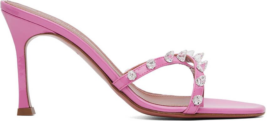 Amina Muaddi Pink Feli Heeled Sandals - Picture 5