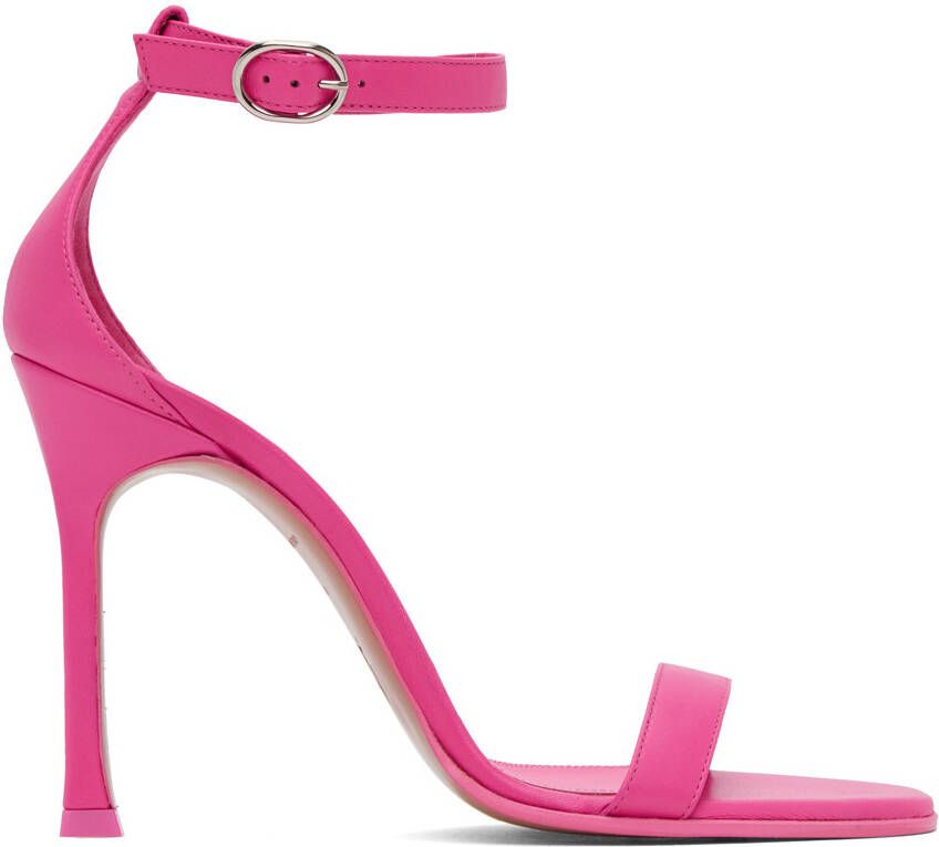 Amina Muaddi Pink Kim 90 Heeled Sandals - Picture 4