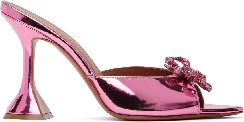 Amina Muaddi Pink Rosie Slipper Heeled Sandals - Picture 4