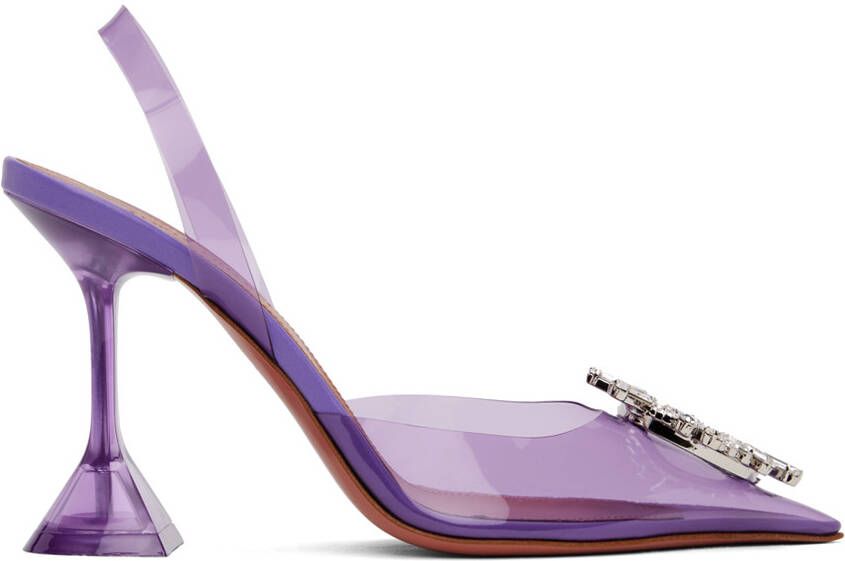 Amina Muaddi Purple Begum Glass Sling 95 Heels - Picture 4