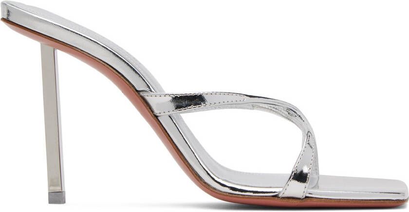 Amina Muaddi Silver Adriana Slipper Heeled Sandals - Picture 5