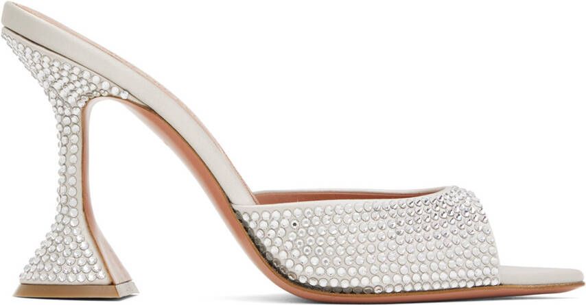 Amina Muaddi Silver Caroline Crystal Heeled Sandals - Picture 5