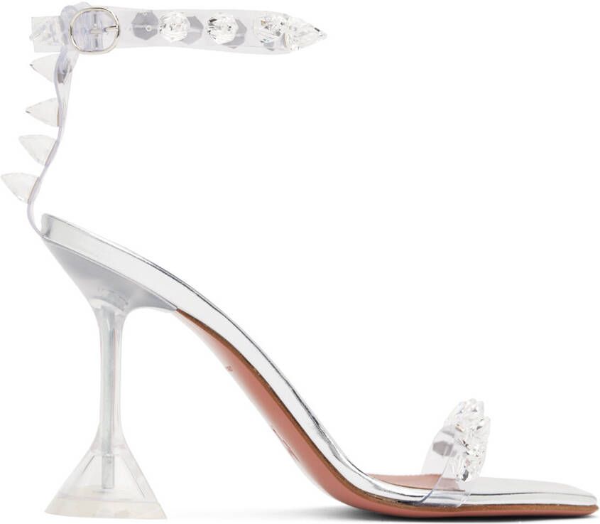 Amina Muaddi Silver Julia Heeled Sandals - Picture 5