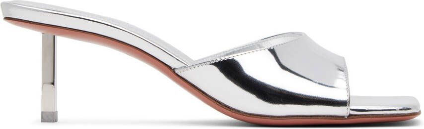 Amina Muaddi Silver Laura 60 Slipper Heeled Sandals - Picture 5