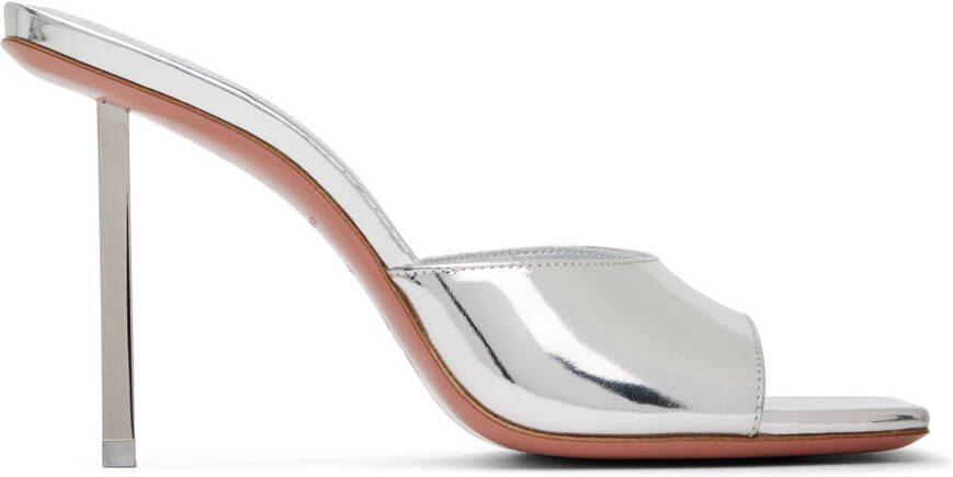 Amina Muaddi Silver Laura Heeled Sandals - Picture 5