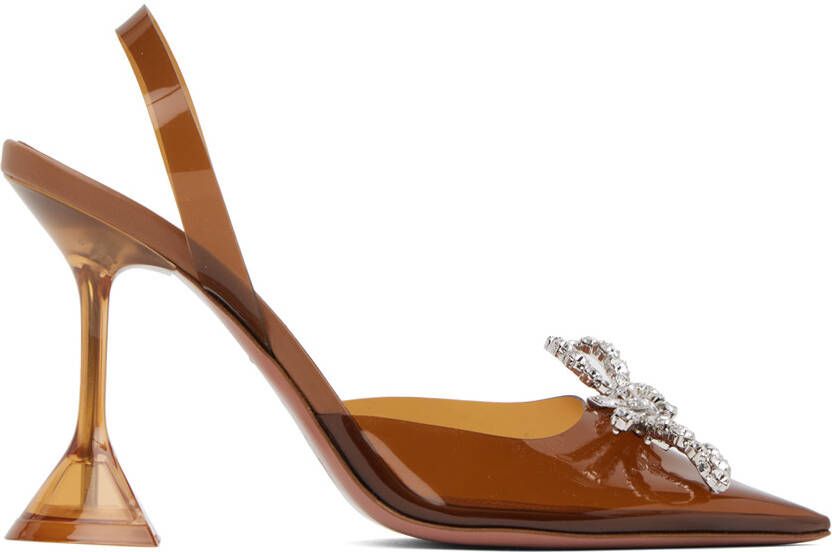 Amina Muaddi SSENSE Exclusive Brown Rosie Heels - Picture 5