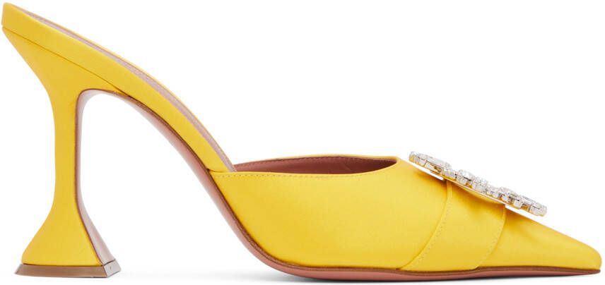 Amina Muaddi SSENSE Exclusive Yellow Begum Mules - Picture 4