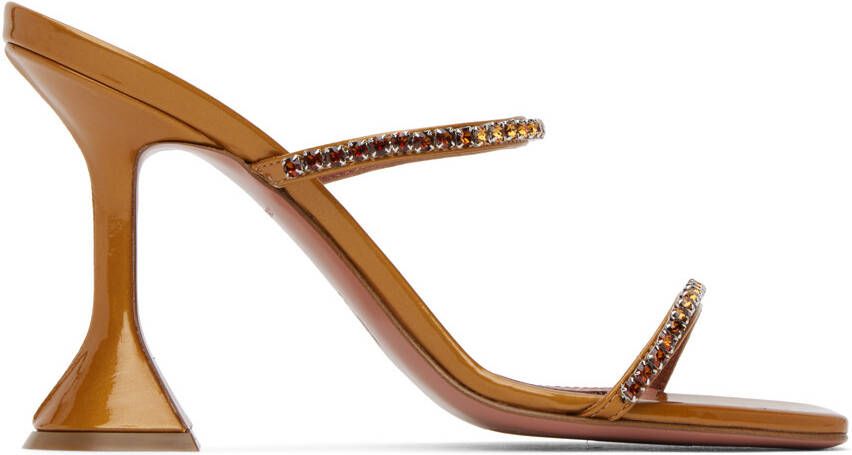 Amina Muaddi Tan Gilda Heeled Sandals - Picture 5