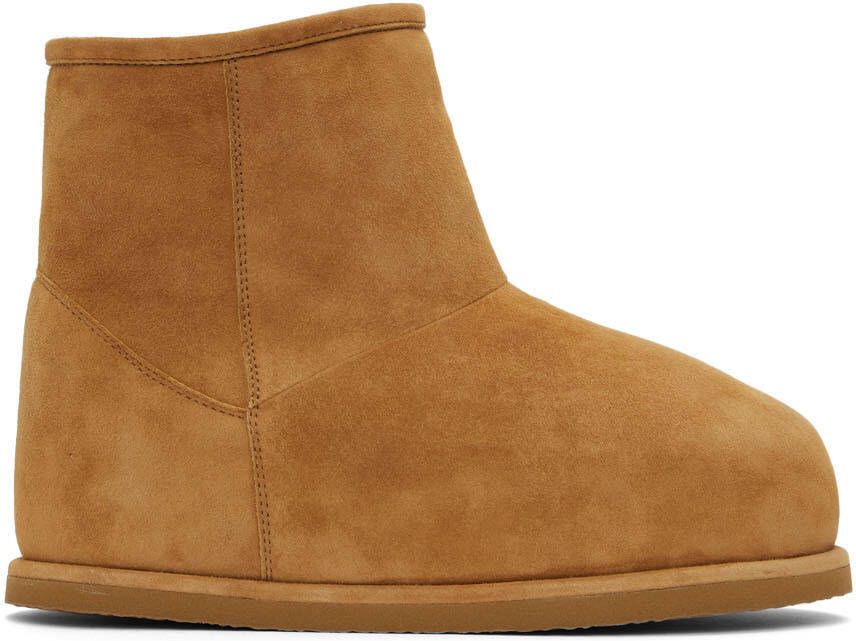 Amina Muaddi Tan Suede Heidi Boots - Picture 5