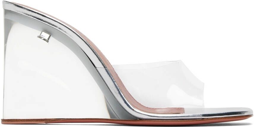 Amina Muaddi Transparent Lupita Glass Wedge Heeled Sandals - Picture 5