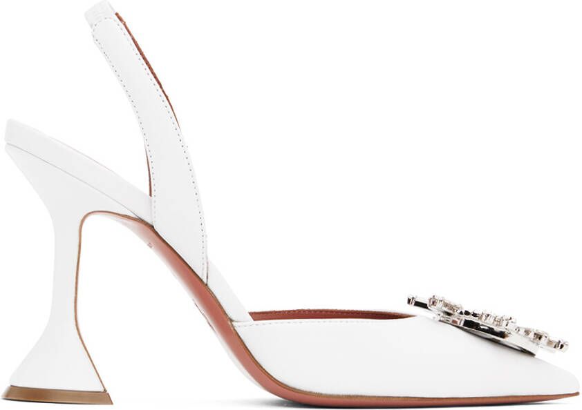 Amina Muaddi White Begum Sling Heels - Picture 4