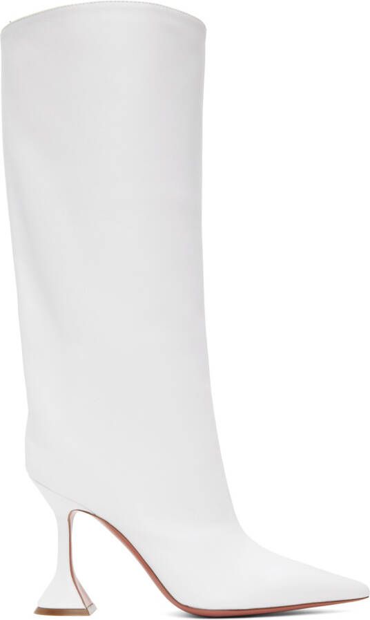 Amina Muaddi White Fiona Heeled Boots - Picture 5