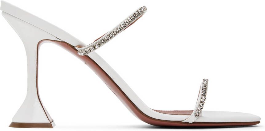 Amina Muaddi White Gilda Heeled Sandals - Picture 5