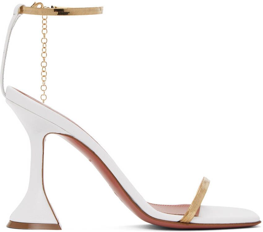 Amina Muaddi White Henson Heeled Sandals - Picture 5