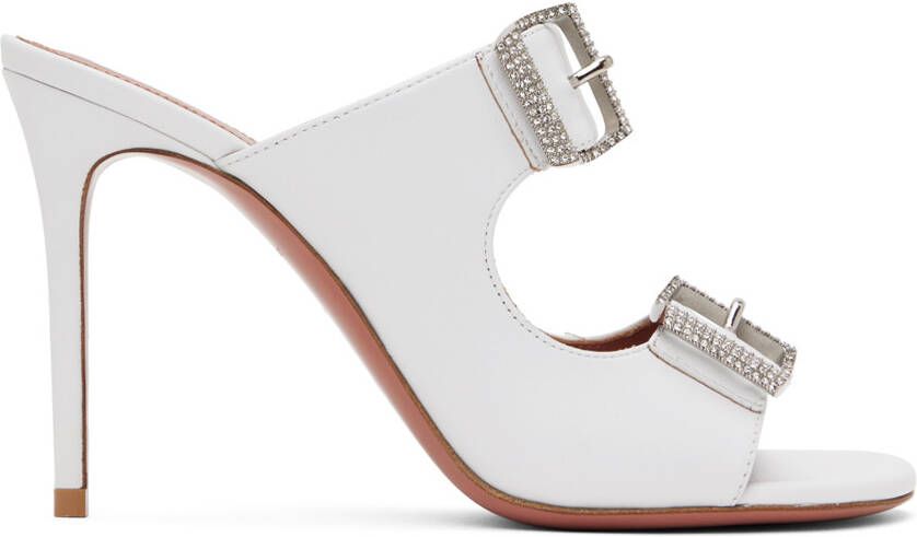 Amina Muaddi White Millie Heeled Sandals