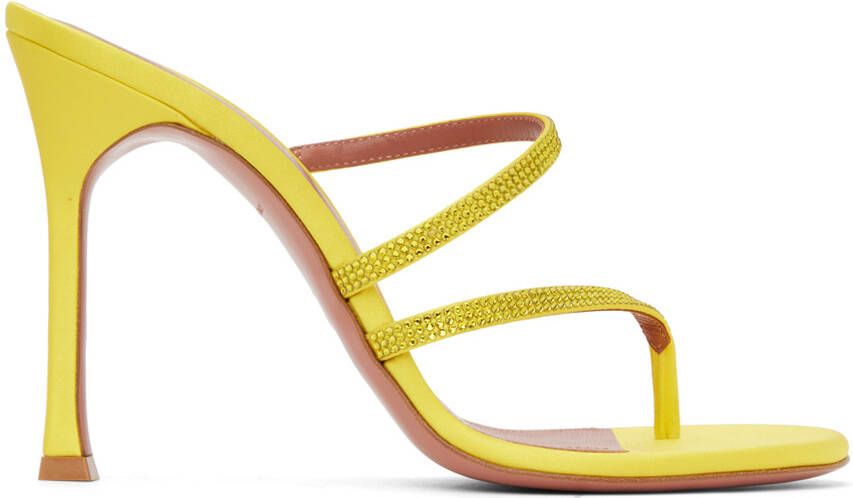 Amina Muaddi Yellow Ami Heeled Sandals - Picture 4