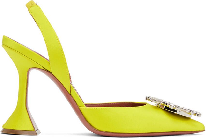 Amina Muaddi Yellow Begum Sling Heels - Picture 4