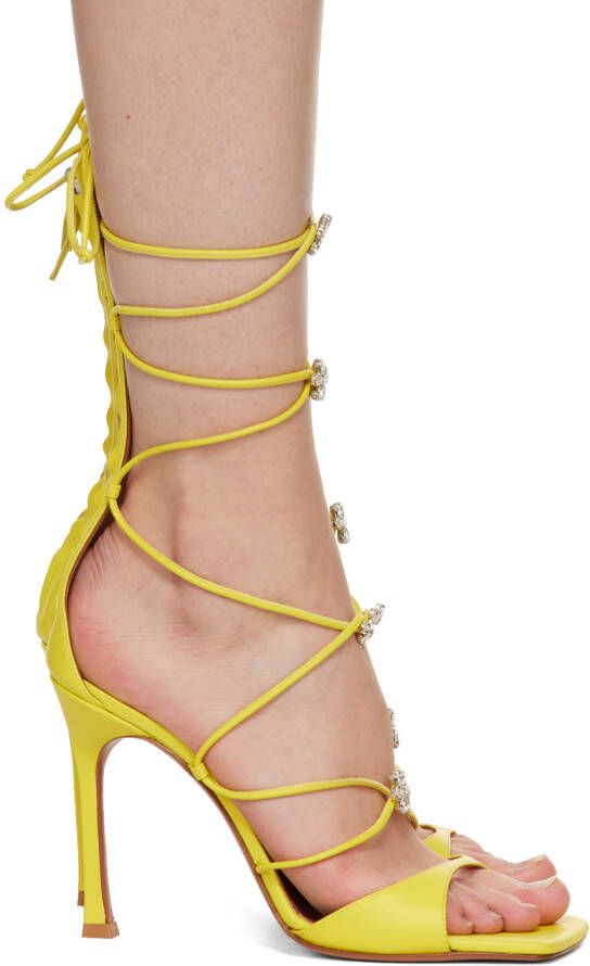 Amina Muaddi Yellow Daisy Heeled Sandals - Picture 5
