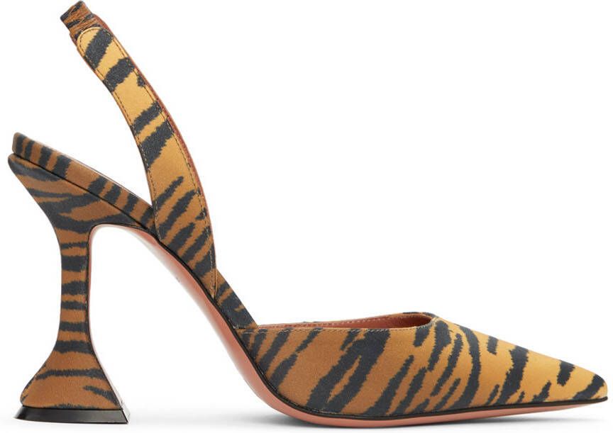 Amina Muaddi Yellow Tiger Holli Sling Heels - Picture 5