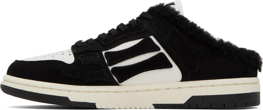AMIRI Black & White Skel Top Shearling Mules - Picture 3