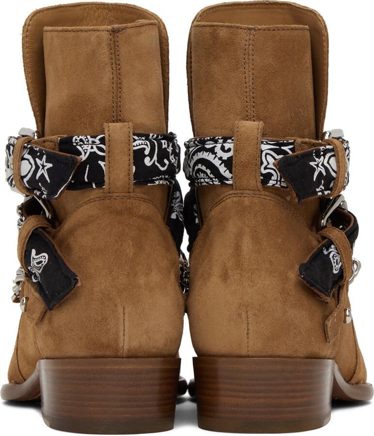 AMIRI Brown Bandana Buckle Boots