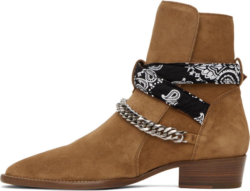 AMIRI Brown Bandana Buckle Boots - Picture 3