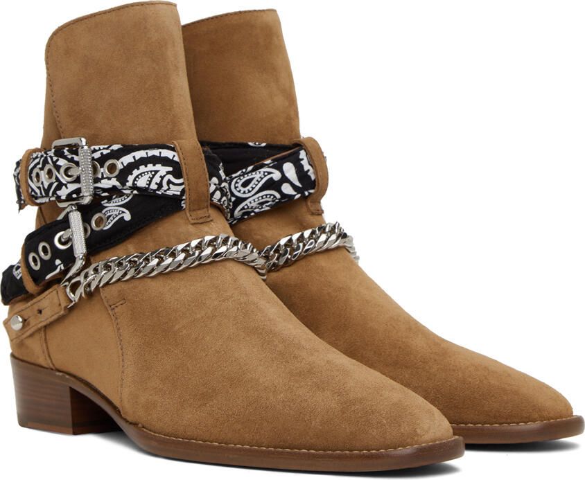 AMIRI Brown Bandana Buckle Boots - Picture 2