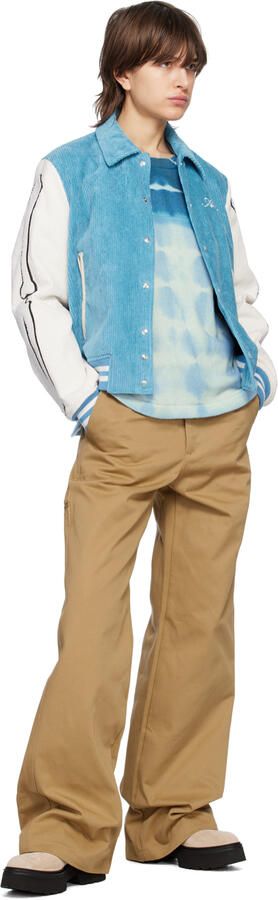 AMIRI Tan Knit Logo Collar Combat Boots - Picture 4