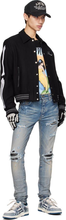 AMIRI Blue & White Skel Top Low Sneakers - Picture 7