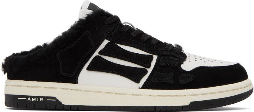 AMIRI Black & White Skel Top Shearling Mules - Picture 5