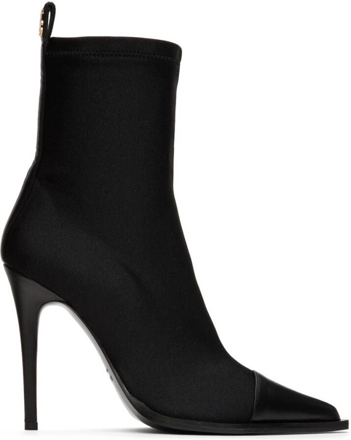 AMIRI Black Cap Toe Bootie Heels - Picture 3