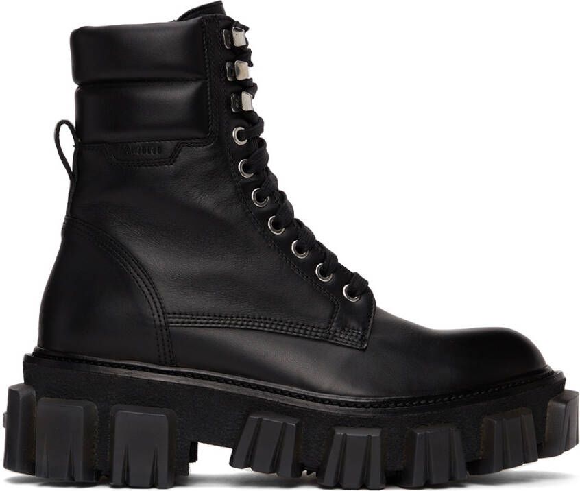 AMIRI Black Crepe Lug Combat Boots - Picture 4