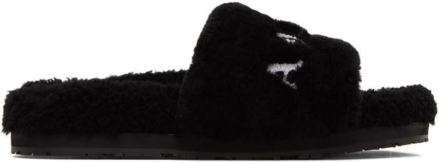 AMIRI Black Lux Shearling Slippers - Picture 5