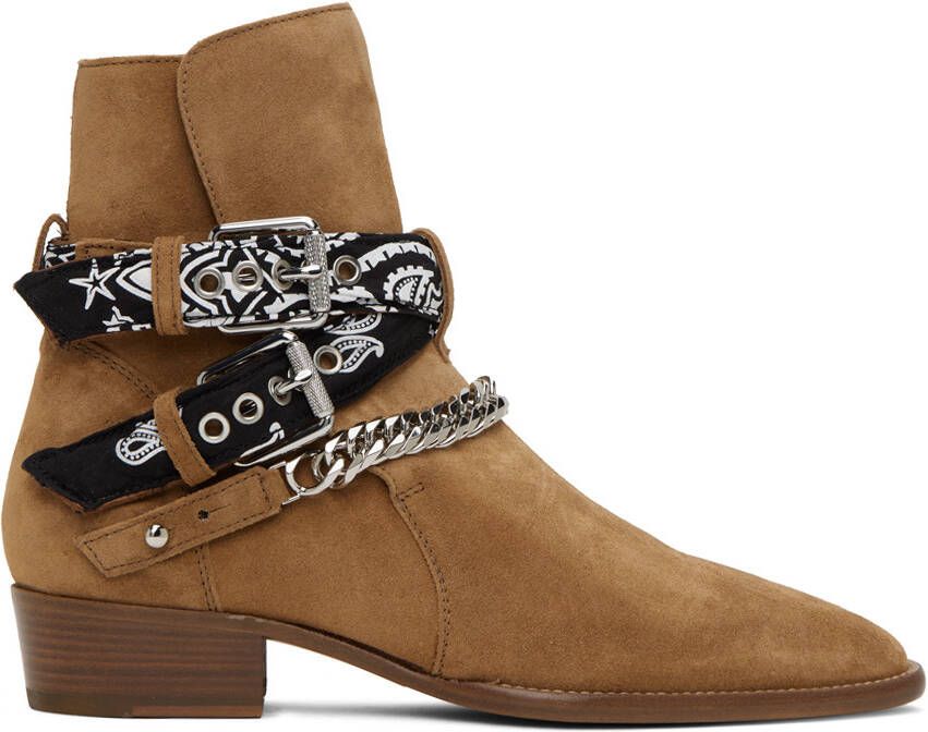 AMIRI Brown Bandana Buckle Boots - Picture 5