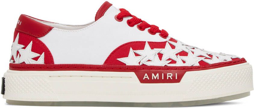 AMIRI Red & White Stars Court Sneakers - Picture 5